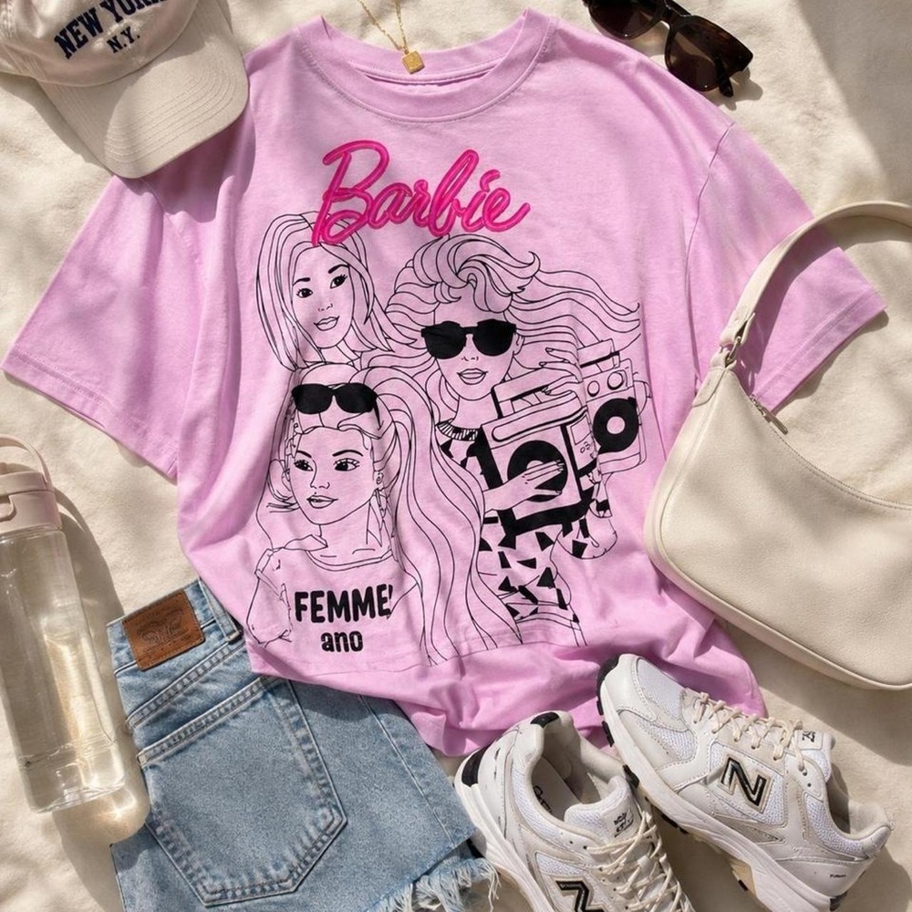Barbie Embroidered Logo Graphic Oversized T-Shirt - Picture 7 of 7